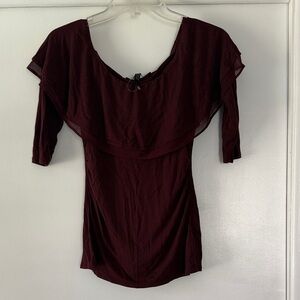 White House Black Market Elegant Off The Shoulder Burgundy Top